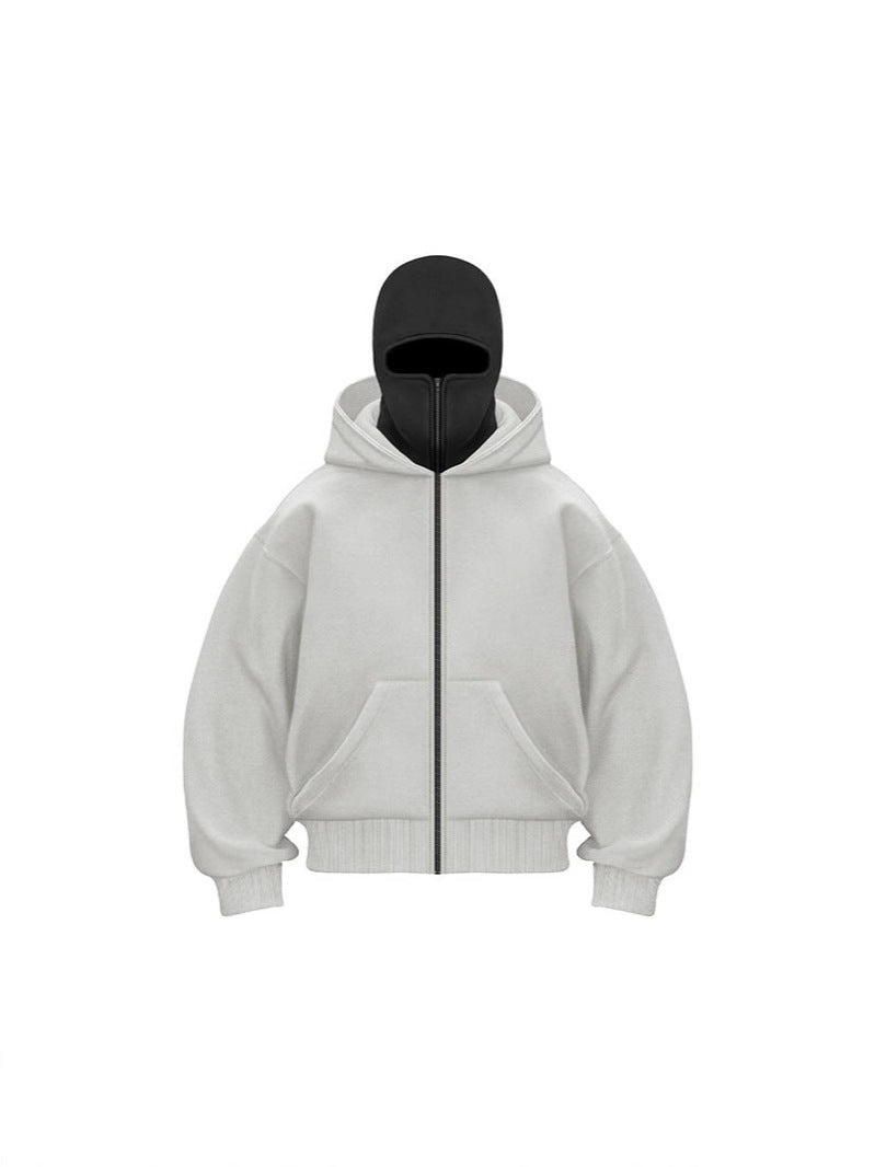Double-layer hooded zipper pullover jacket