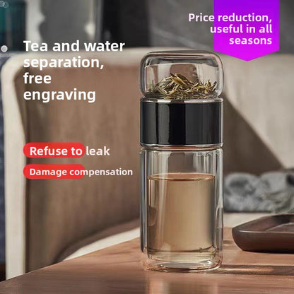 Double-Layer Insulated Tea Brewing Glass Cup
