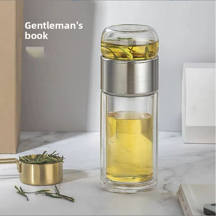 Double-Layer Insulated Tea Brewing Glass Cup