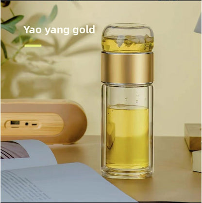 Double-Layer Insulated Tea Brewing Glass Cup