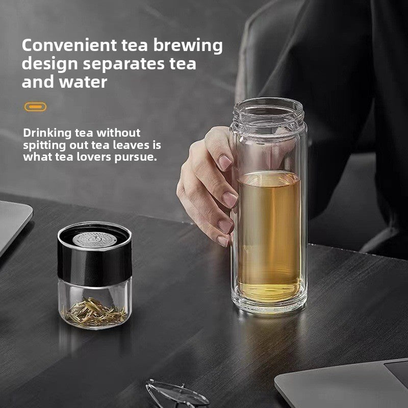 Double-Layer Insulated Tea Brewing Glass Cup