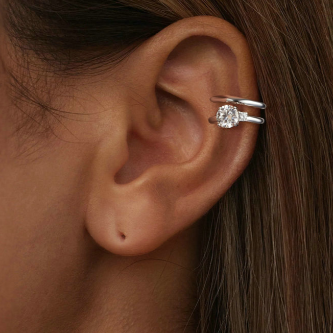 Double Layer Moissanite Ear Cuff