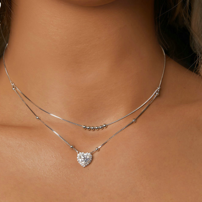 Double-Layer Moissanite Necklace with Certification