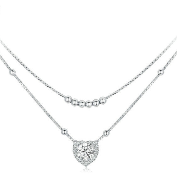 Double-Layer Moissanite Necklace with Certification