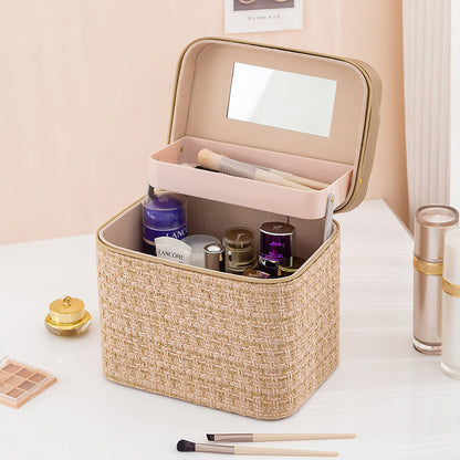 Double-Layer Portable Cosmetic Storage Case