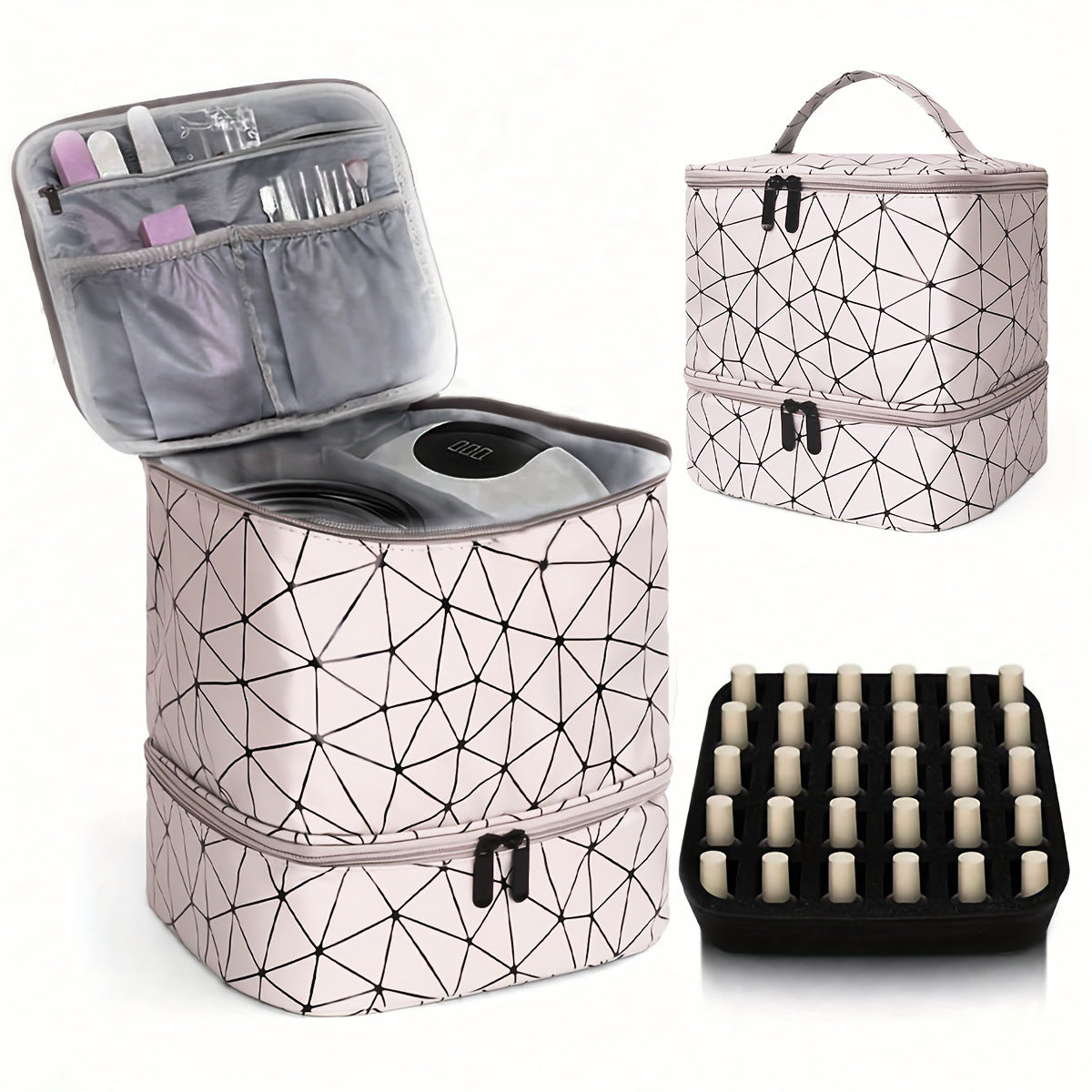 Double Layer Portable Cosmetic Toiletry Storage Bag