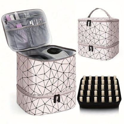 Double Layer Portable Cosmetic Toiletry Storage Bag