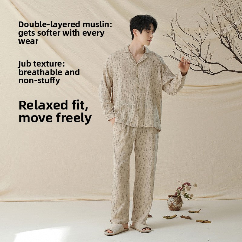 Double-Layer Pure Cotton Pajamas Set