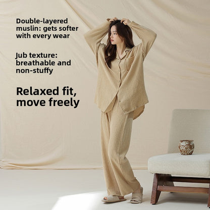 Double-Layer Pure Cotton Pajamas Set