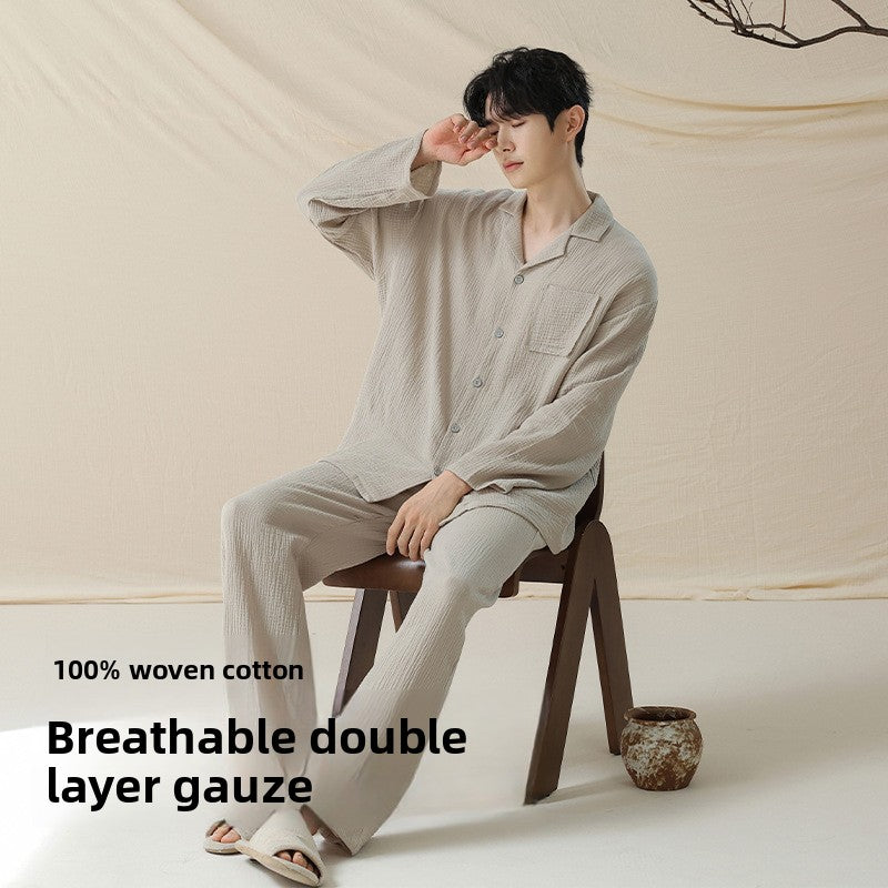 Double-Layer Pure Cotton Pajamas Set
