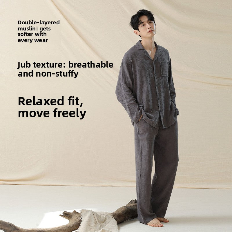 Double-Layer Pure Cotton Pajamas Set