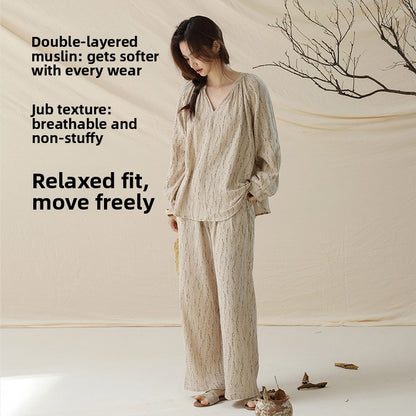 Double-Layer Pure Cotton Pajamas Set