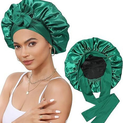 Double-Layer Satin Sleep Cap with Ribbon