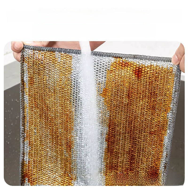 Double Layer Silver Wire Dishwashing Cloth