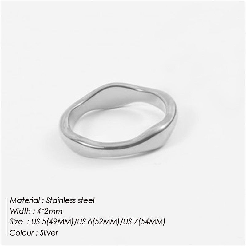 Double Layer Stacked Wavy Vintage Stainless Steel Ring