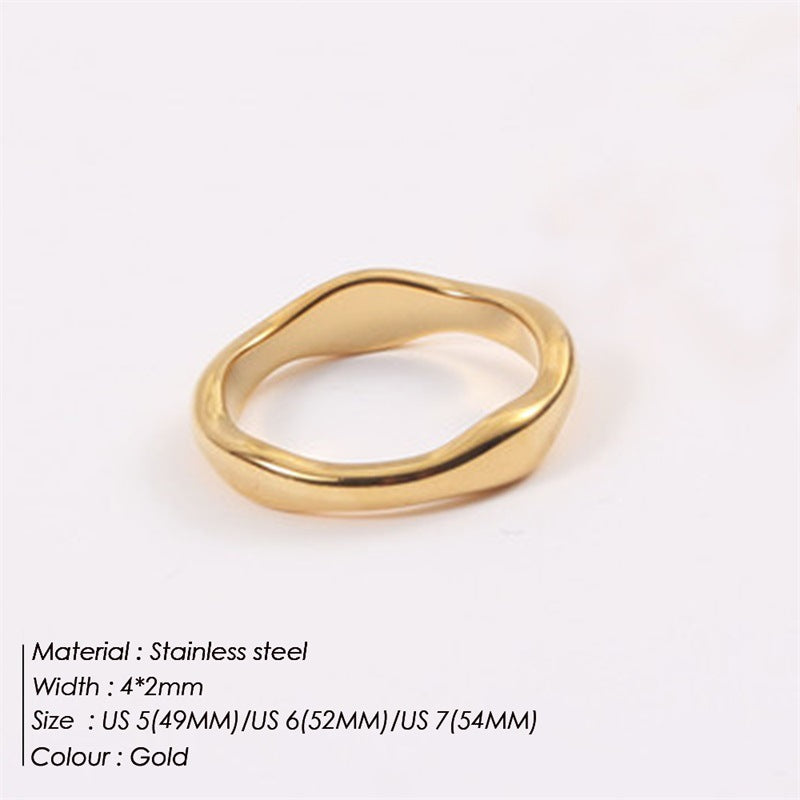 Double Layer Stacked Wavy Vintage Stainless Steel Ring