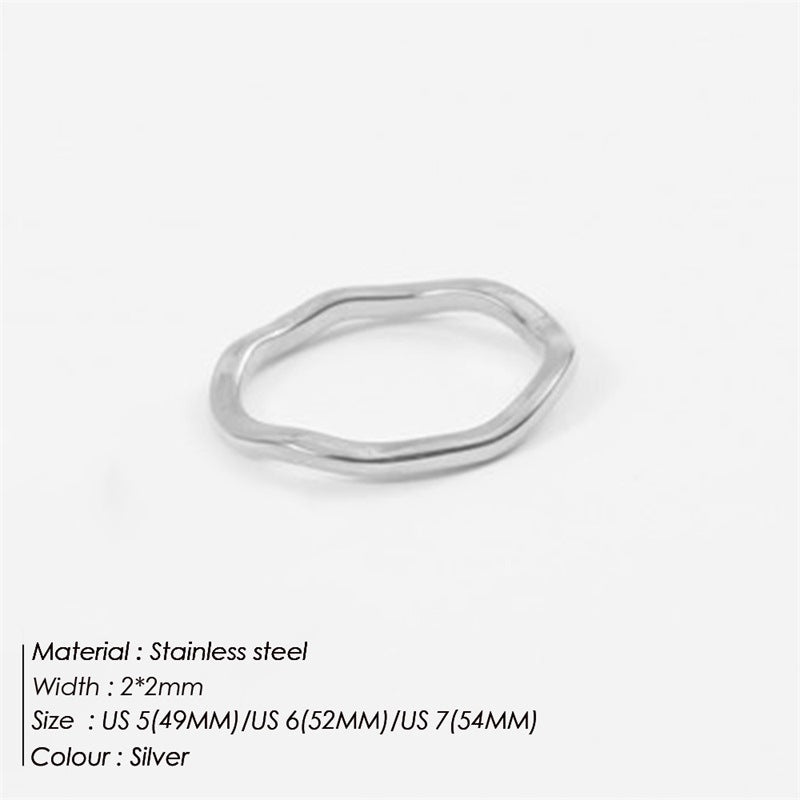 Double Layer Stacked Wavy Vintage Stainless Steel Ring