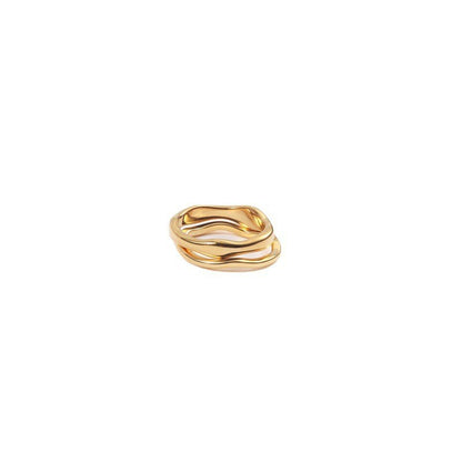 Double Layer Stacked Wavy Vintage Stainless Steel Ring