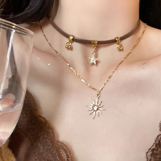 Double Layer Sunflower Leather Necklace