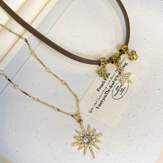 Double Layer Sunflower Leather Necklace