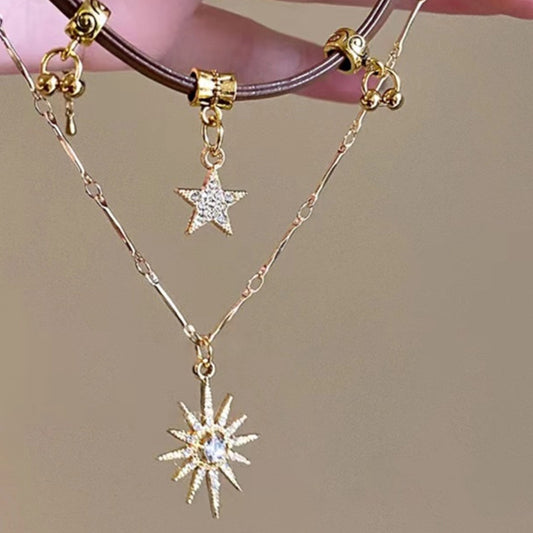 Double Layer Sunflower Leather Necklace