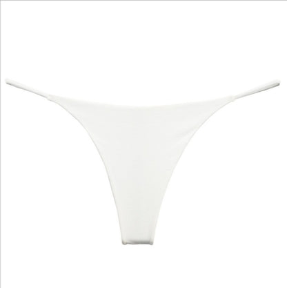 Double-layer thin belt thong pants with low waist