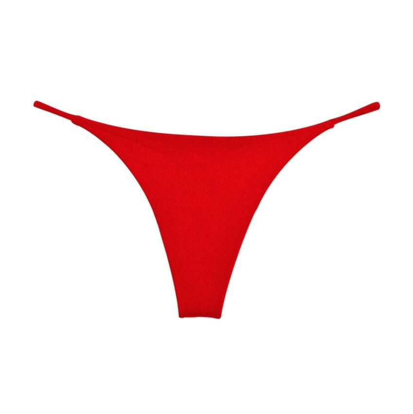 Double-layer thin belt thong pants with low waist
