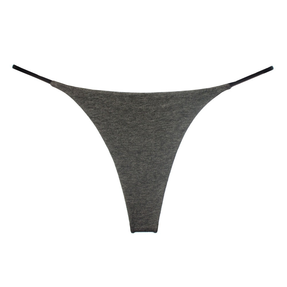 Double-layer thin belt thong pants with low waist