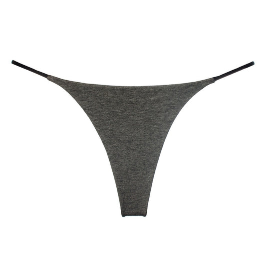 Double-layer thin belt thong pants with low waist