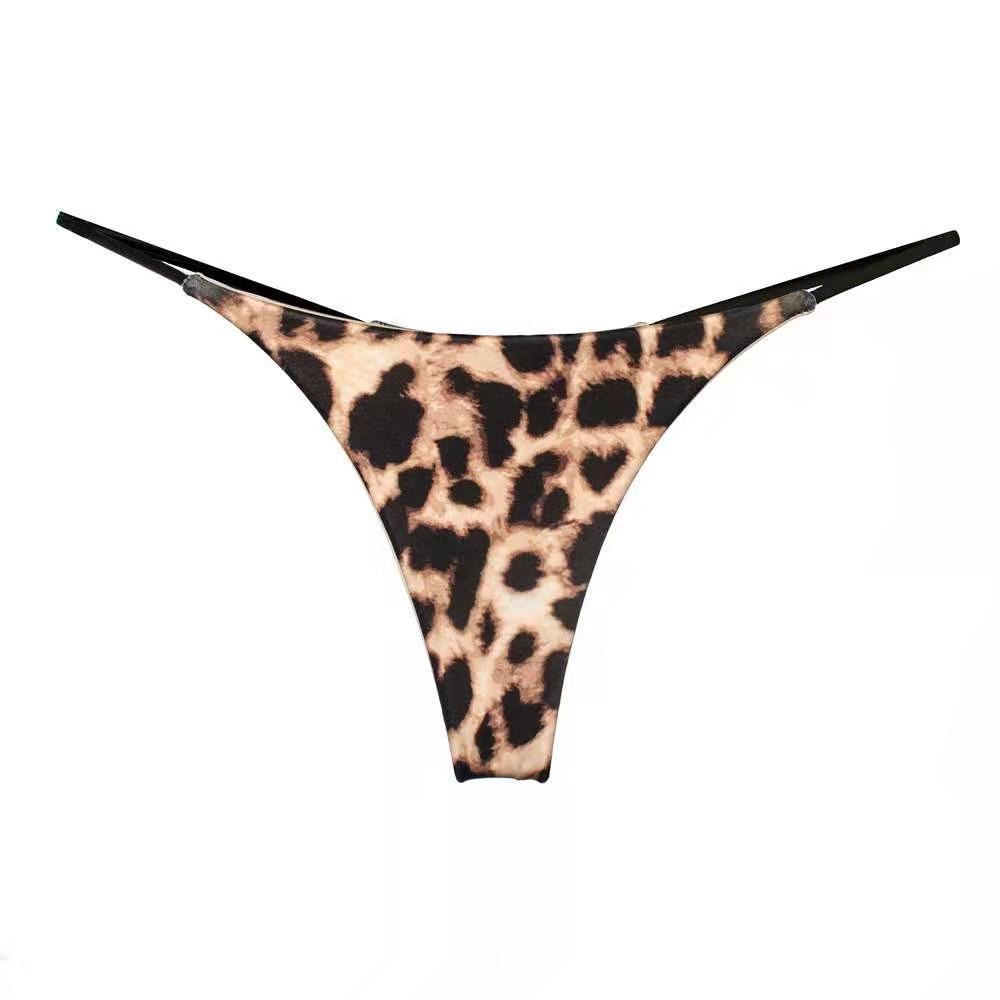 Double-layer thin belt thong pants with low waist