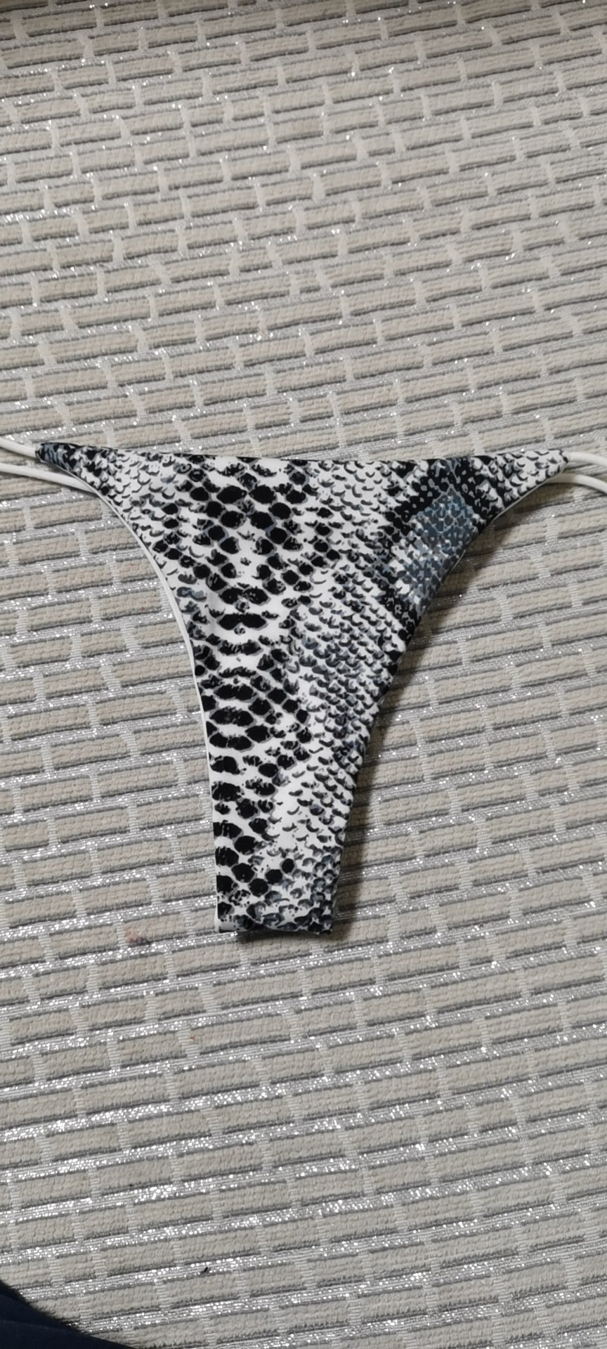 Double-layer thin belt thong pants with low waist