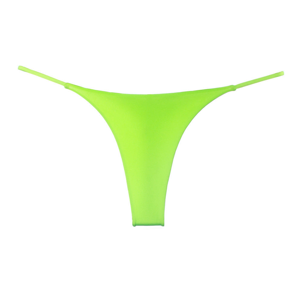 Double-layer thin belt thong pants with low waist