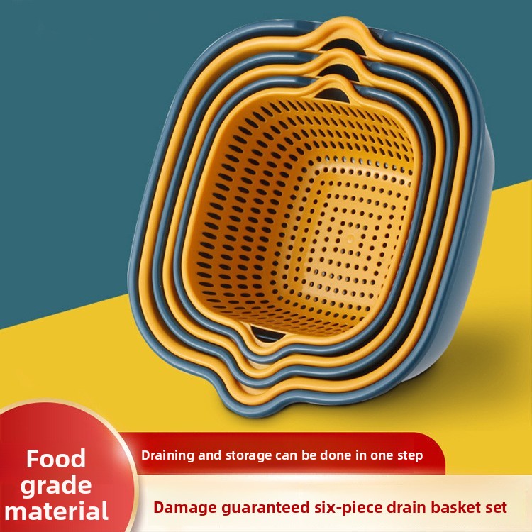 Double-layer vegetable washing basin draining basket