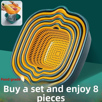 Double-layer vegetable washing basin draining basket