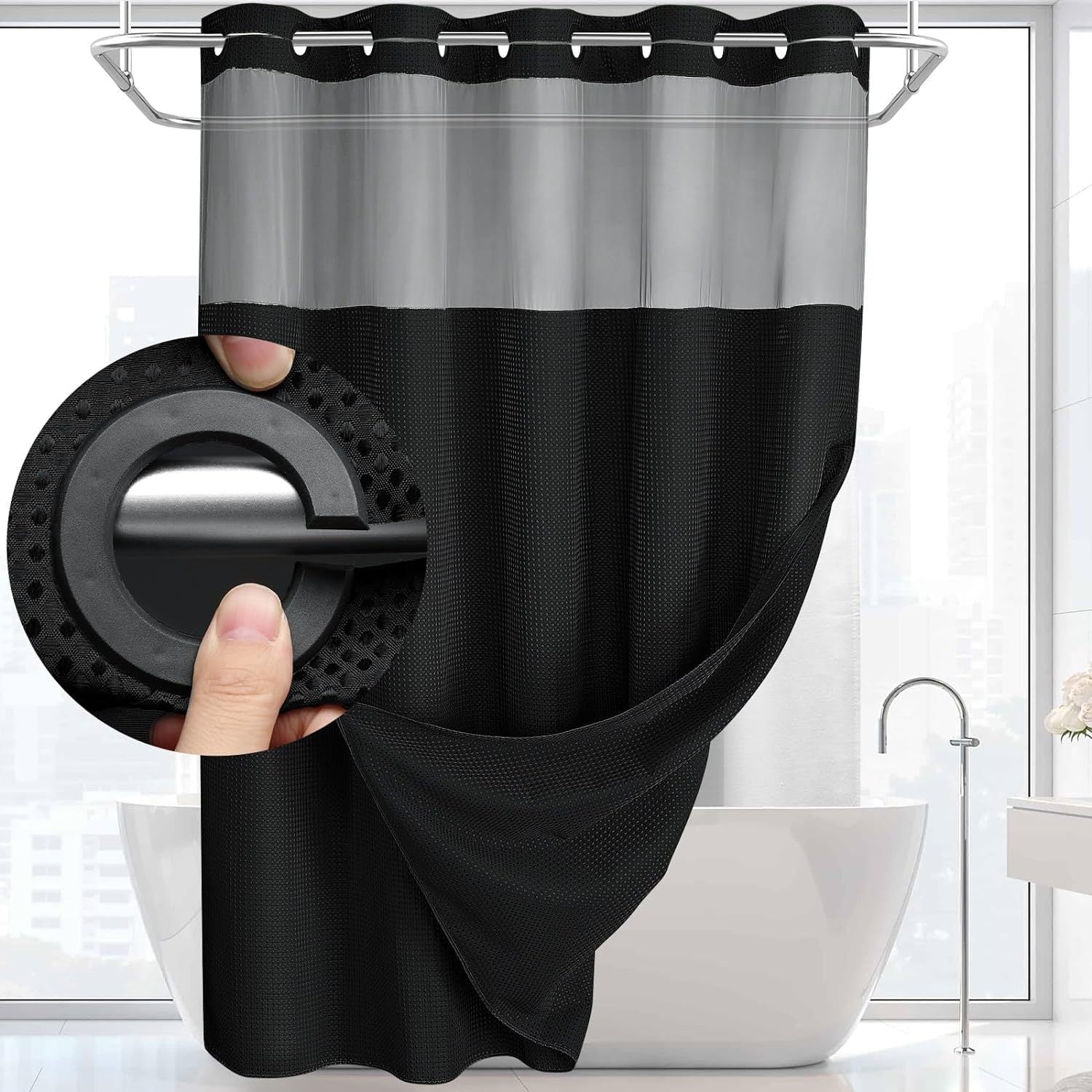 Double Layer Waffle Shower Curtain