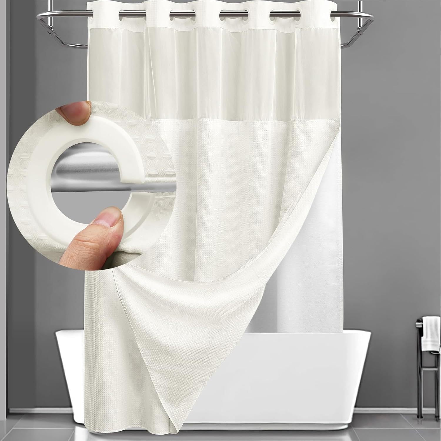 Double Layer Waffle Shower Curtain