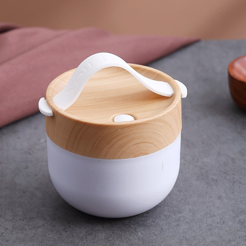 Double-Layer Wood Grain Lunch Box