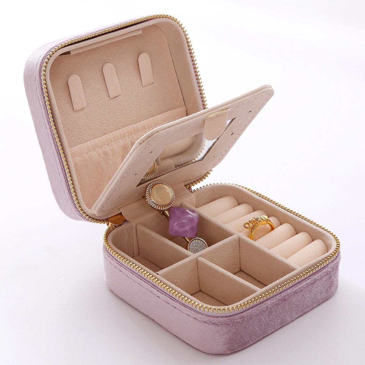 Double Layer Zipper Jewelry Storage Box
