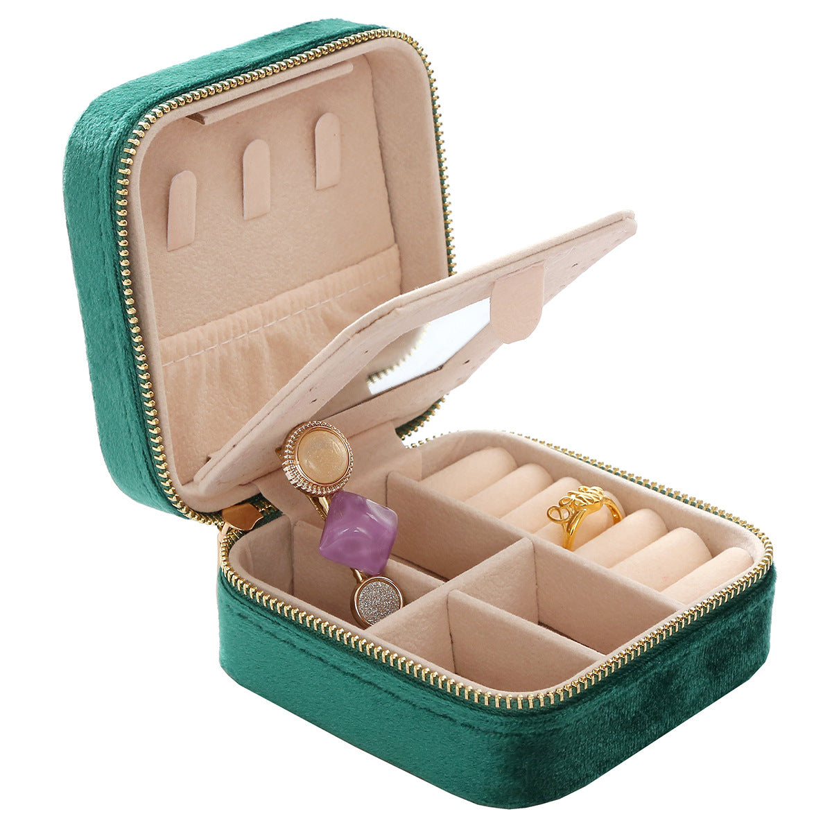 Double Layer Zipper Jewelry Storage Box