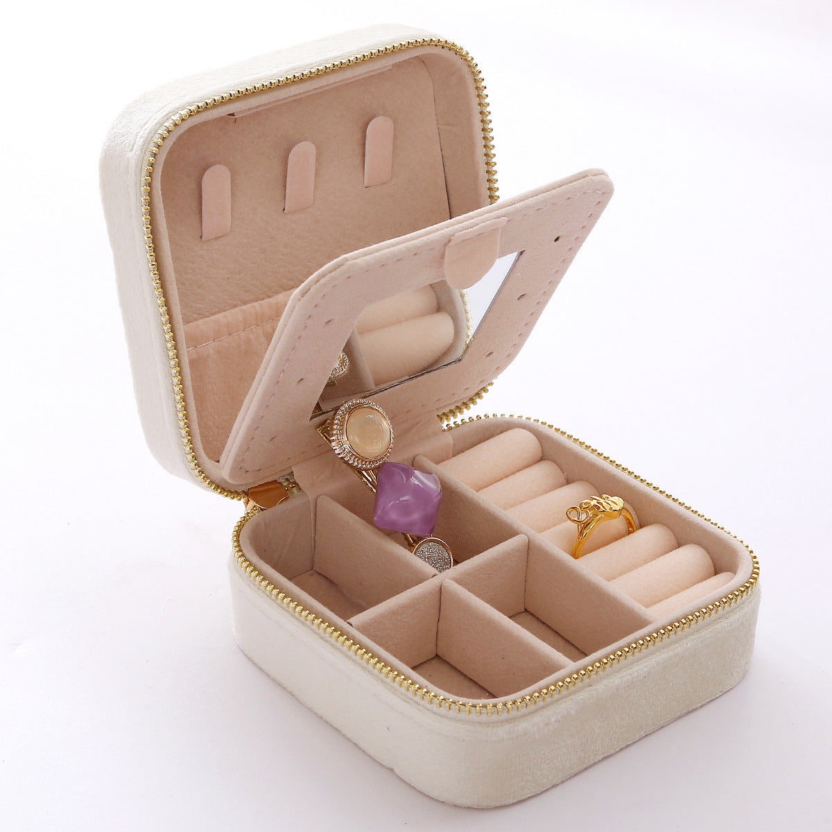 Double Layer Zipper Jewelry Storage Box