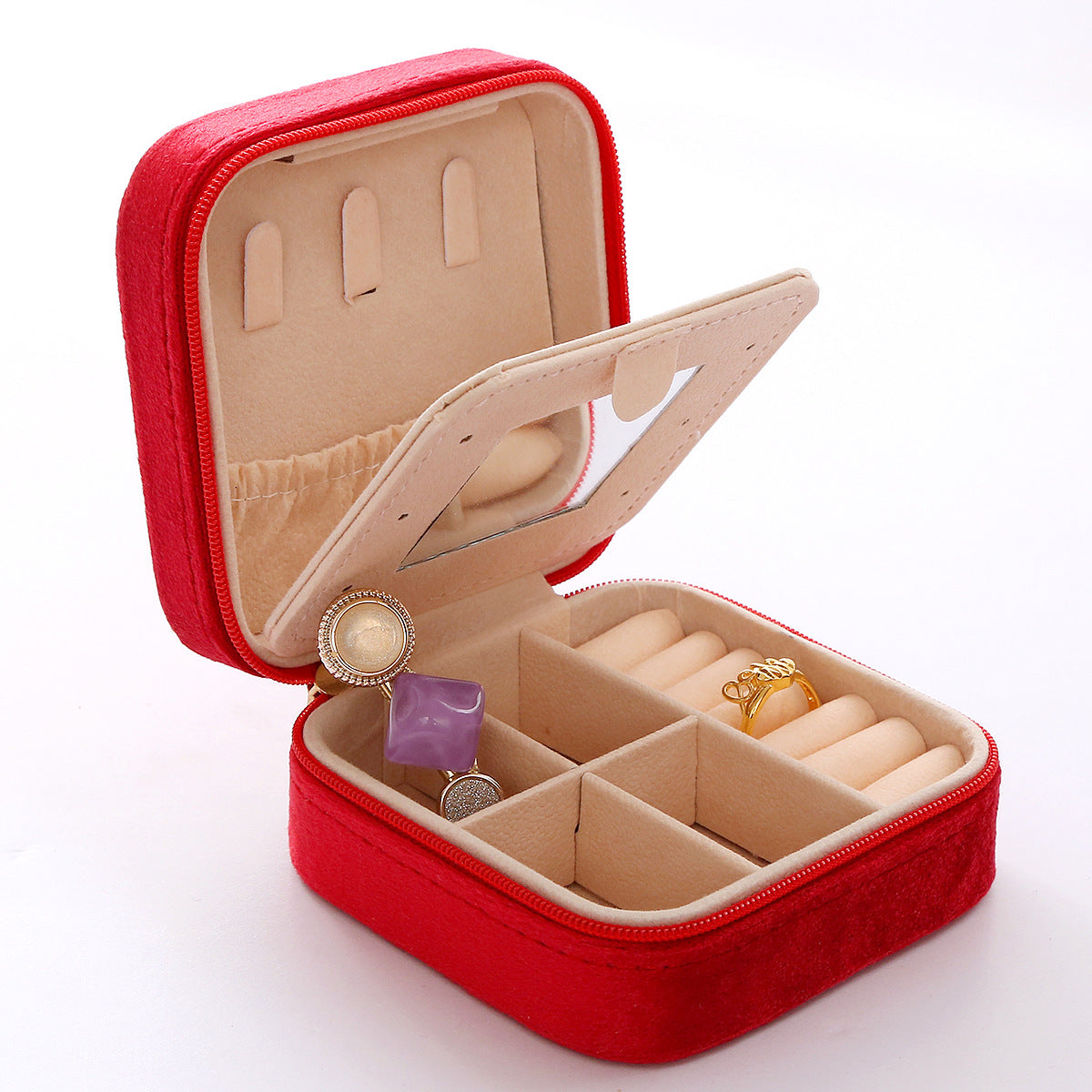 Double Layer Zipper Jewelry Storage Box