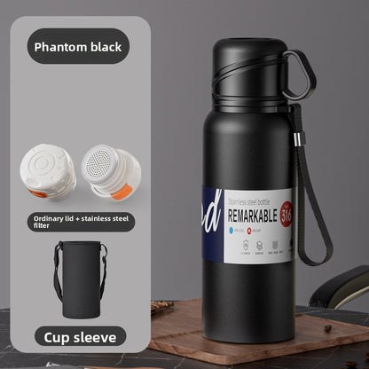 Double-Lid Stainless Steel Insulated Water Bottle