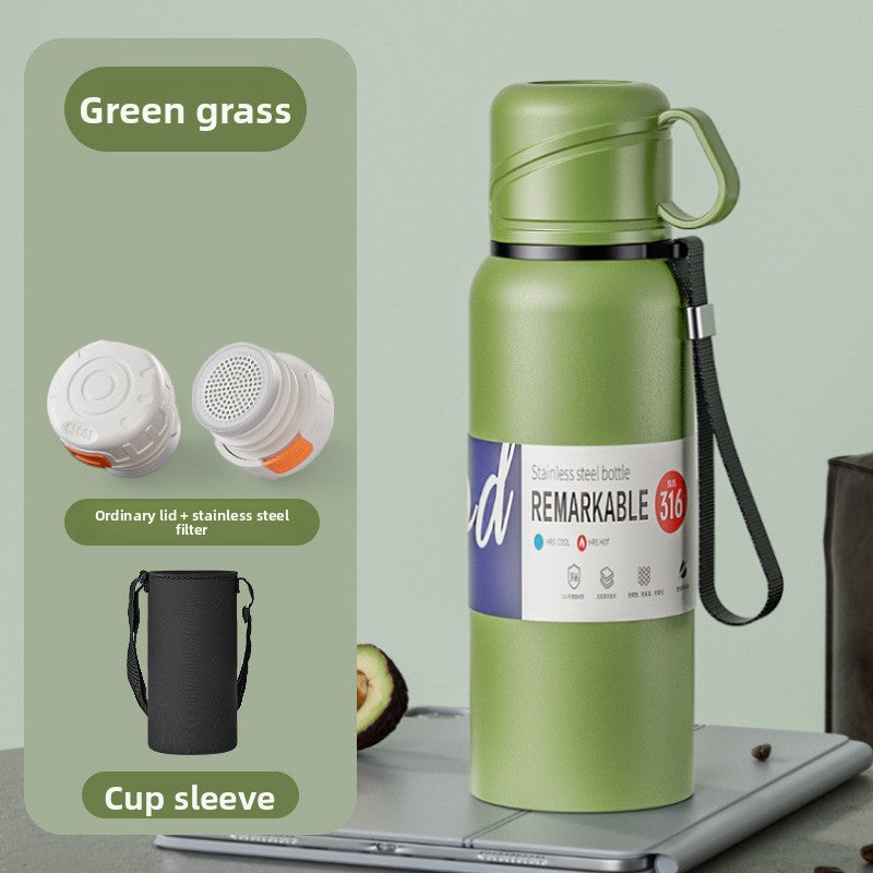 Double-Lid Stainless Steel Insulated Water Bottle