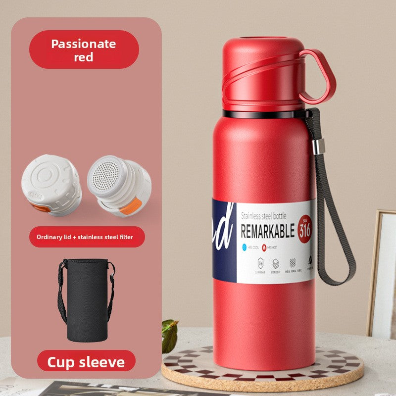 Double-Lid Stainless Steel Insulated Water Bottle