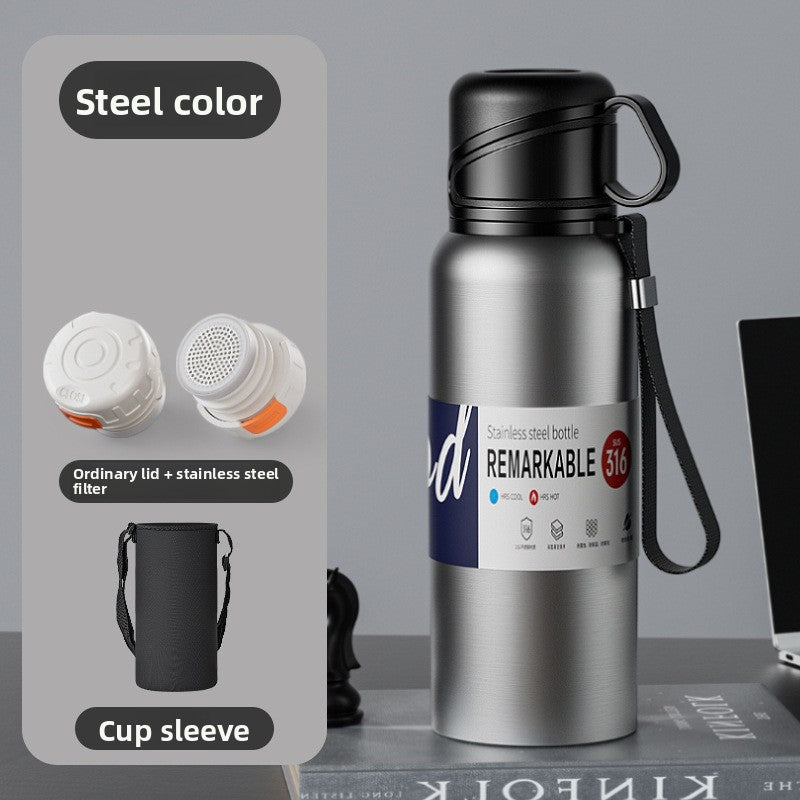 Double-Lid Stainless Steel Insulated Water Bottle