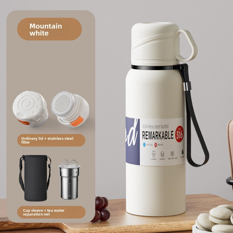 Double-Lid Stainless Steel Insulated Water Bottle