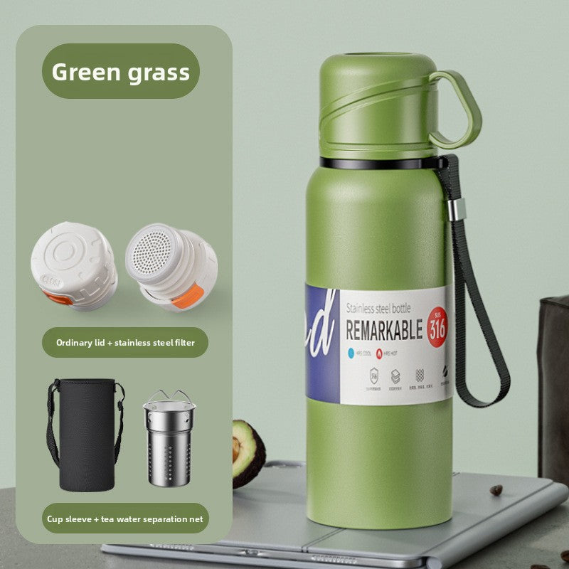 Double-Lid Stainless Steel Insulated Water Bottle
