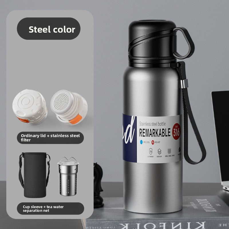 Double-Lid Stainless Steel Insulated Water Bottle