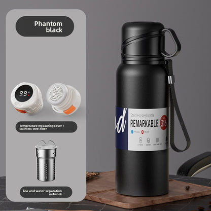 Double-Lid Stainless Steel Insulated Water Bottle with Tea Strainer