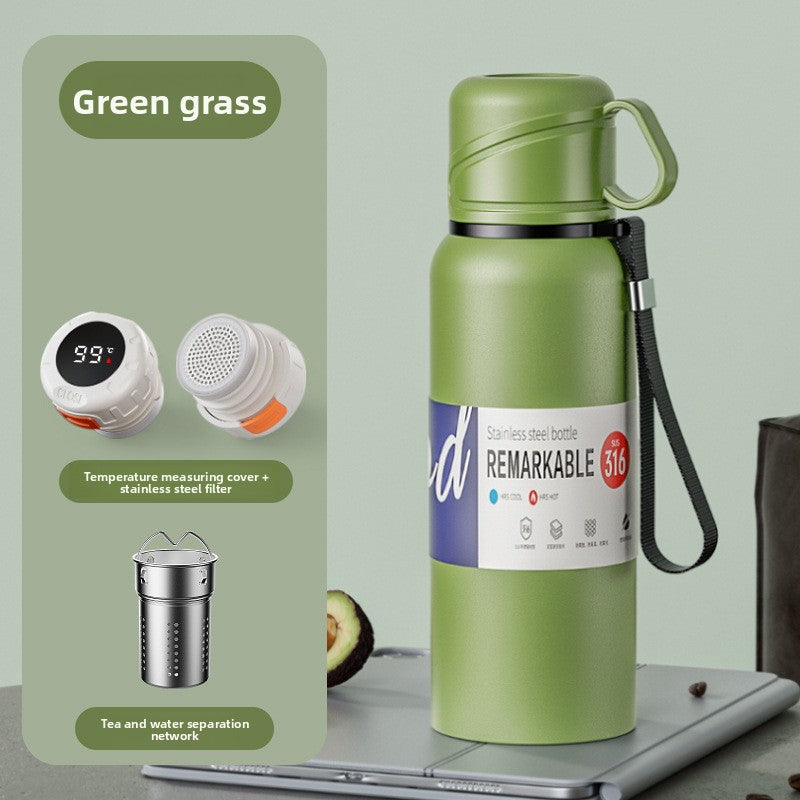 Double-Lid Stainless Steel Insulated Water Bottle with Tea Strainer